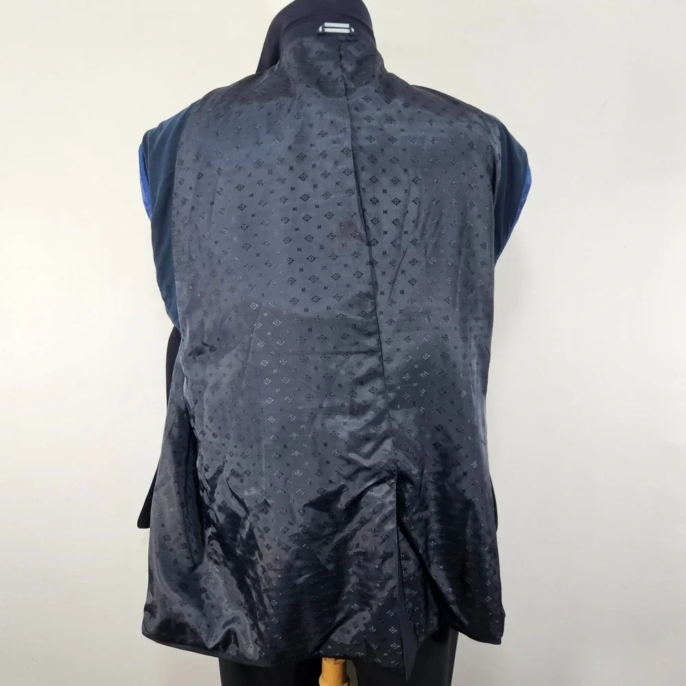Saddlebred Men's Sport Coat Blazer Two Button Navy Blue Twill Poly Wool 54R